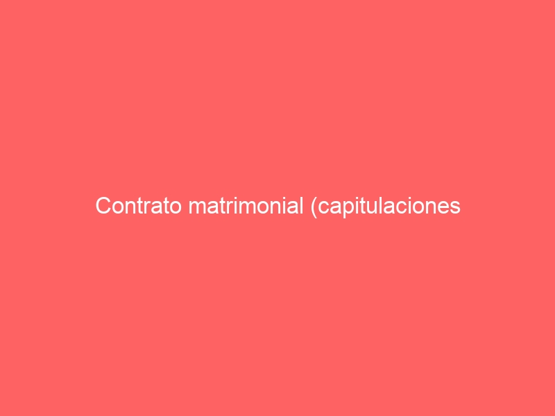 Contrato matrimonial (capitulaciones matrimoniales)
