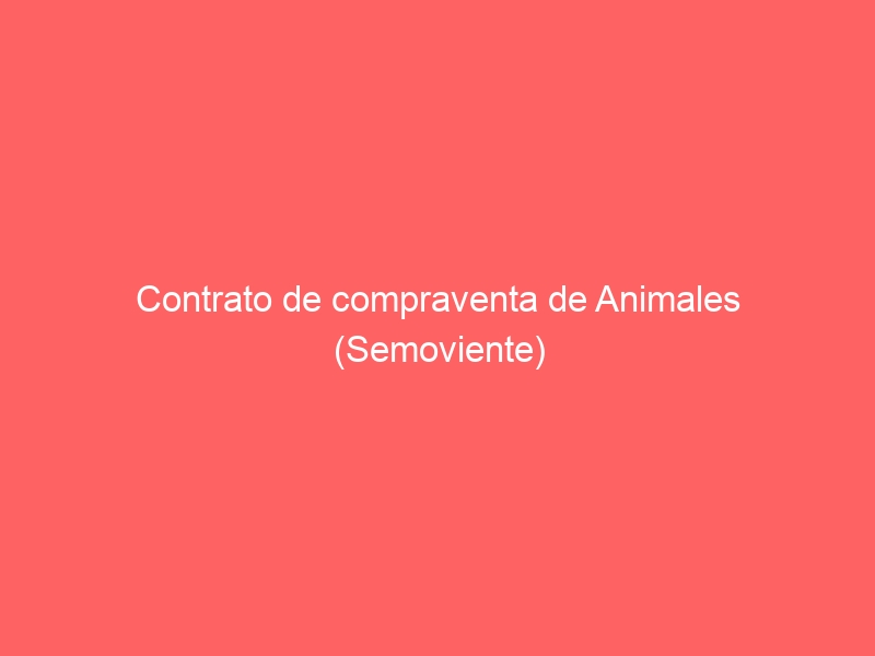 Contrato de compraventa de Animales (Semoviente)
