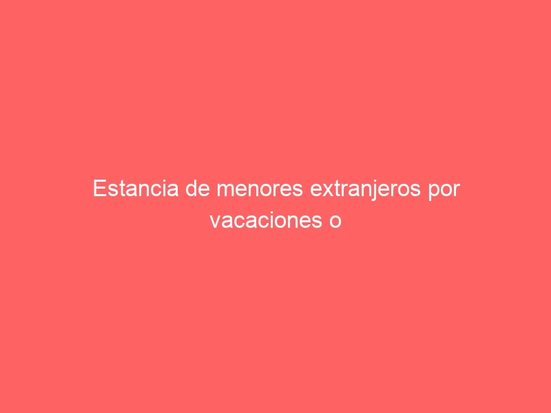 Estancia de menores extranjeros por vacaciones o atención médica