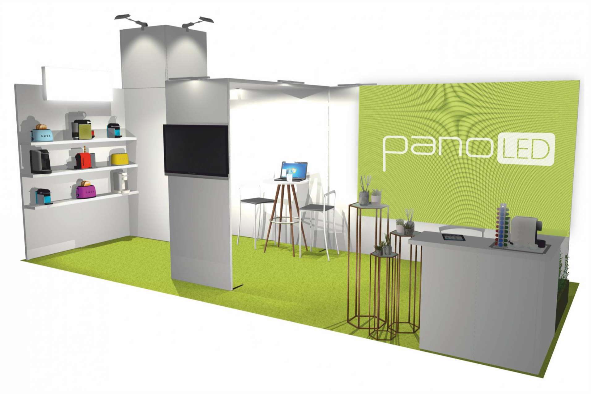 Los paneles LED que permiten crear vídeo wall modulares en el stand, por Olika Stands