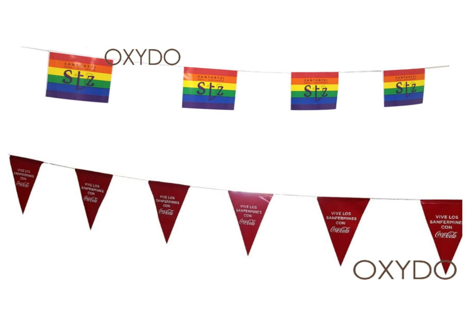 Oxydo Events & Pro ofrece banderas y banderines con cuerda para cualquier evento