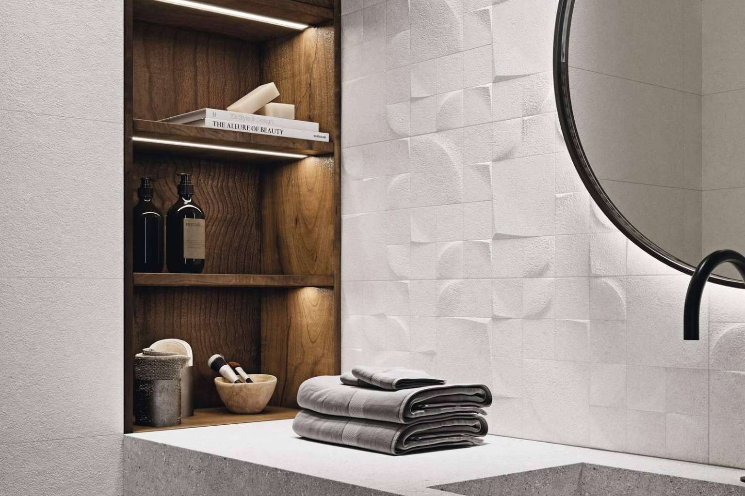 Baños pequeños con los azulejos de Duritti Cerámica