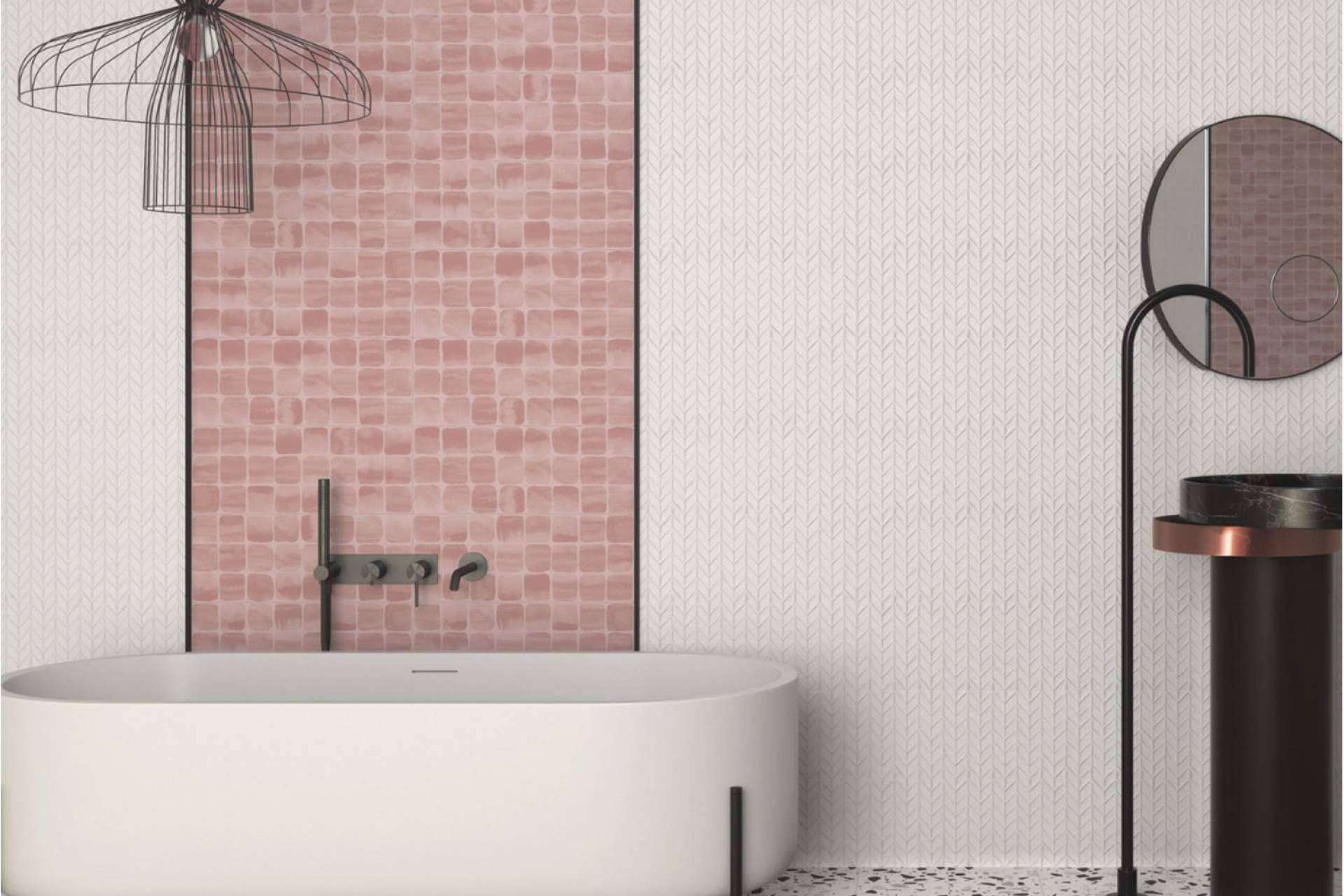 Atreverse a instalar azulejos rosas en cocinas y baños