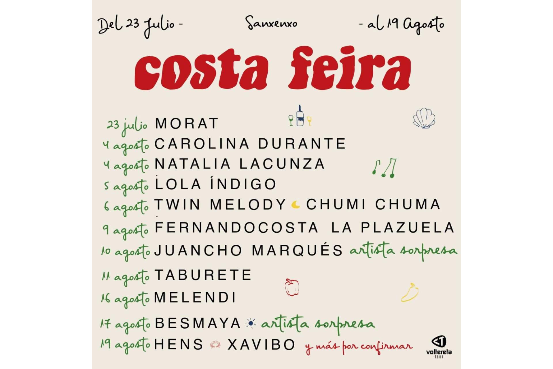 El ciclo de conciertos Costa Feira presenta su line up
