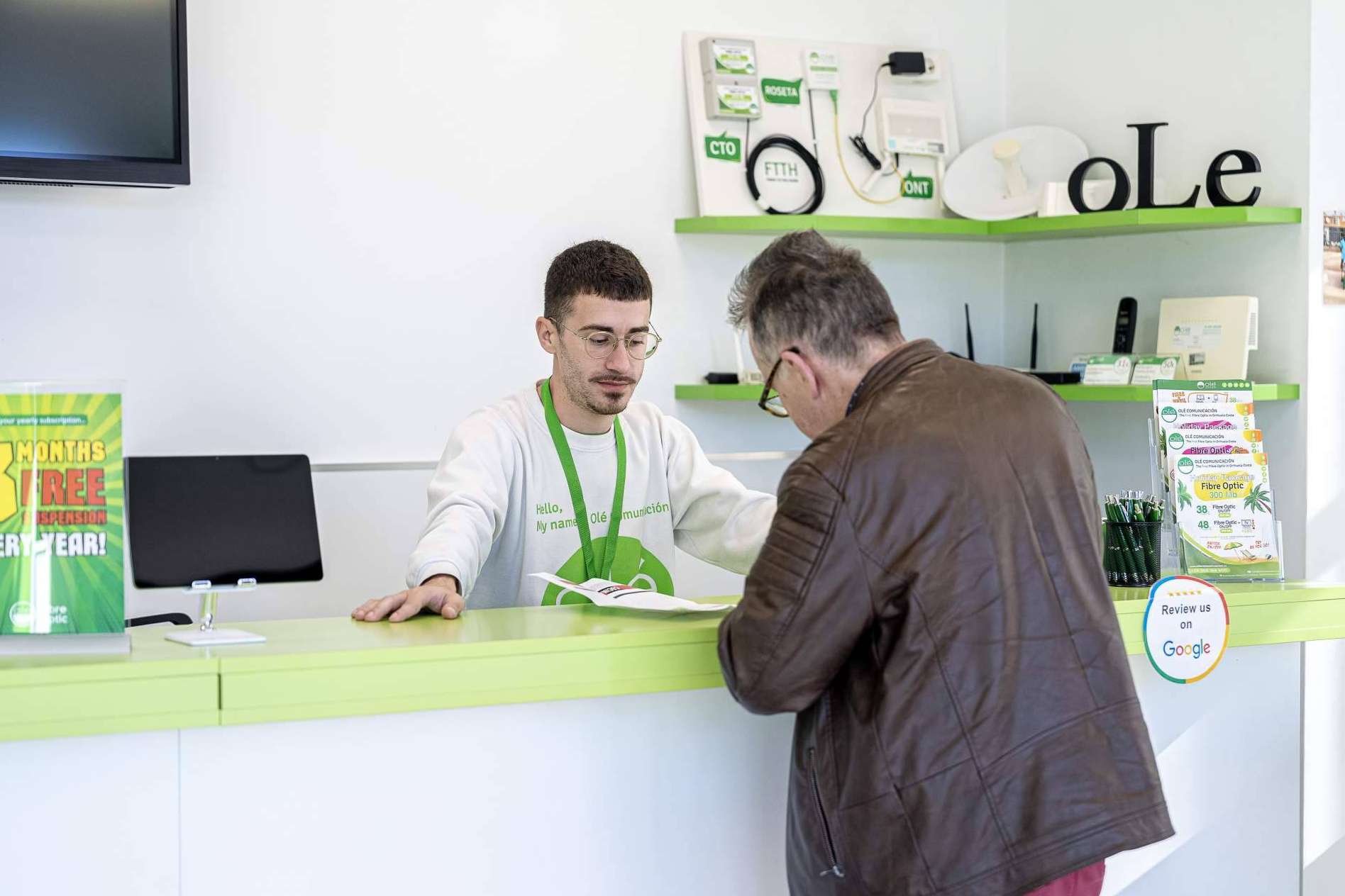 Servicio y atención de primer nivel en el acceso a la fibra óptica de Olé Comunicación